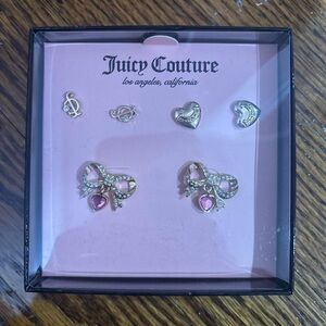 Juicy Couture Heart and Bow Earrings in Pink and Silver